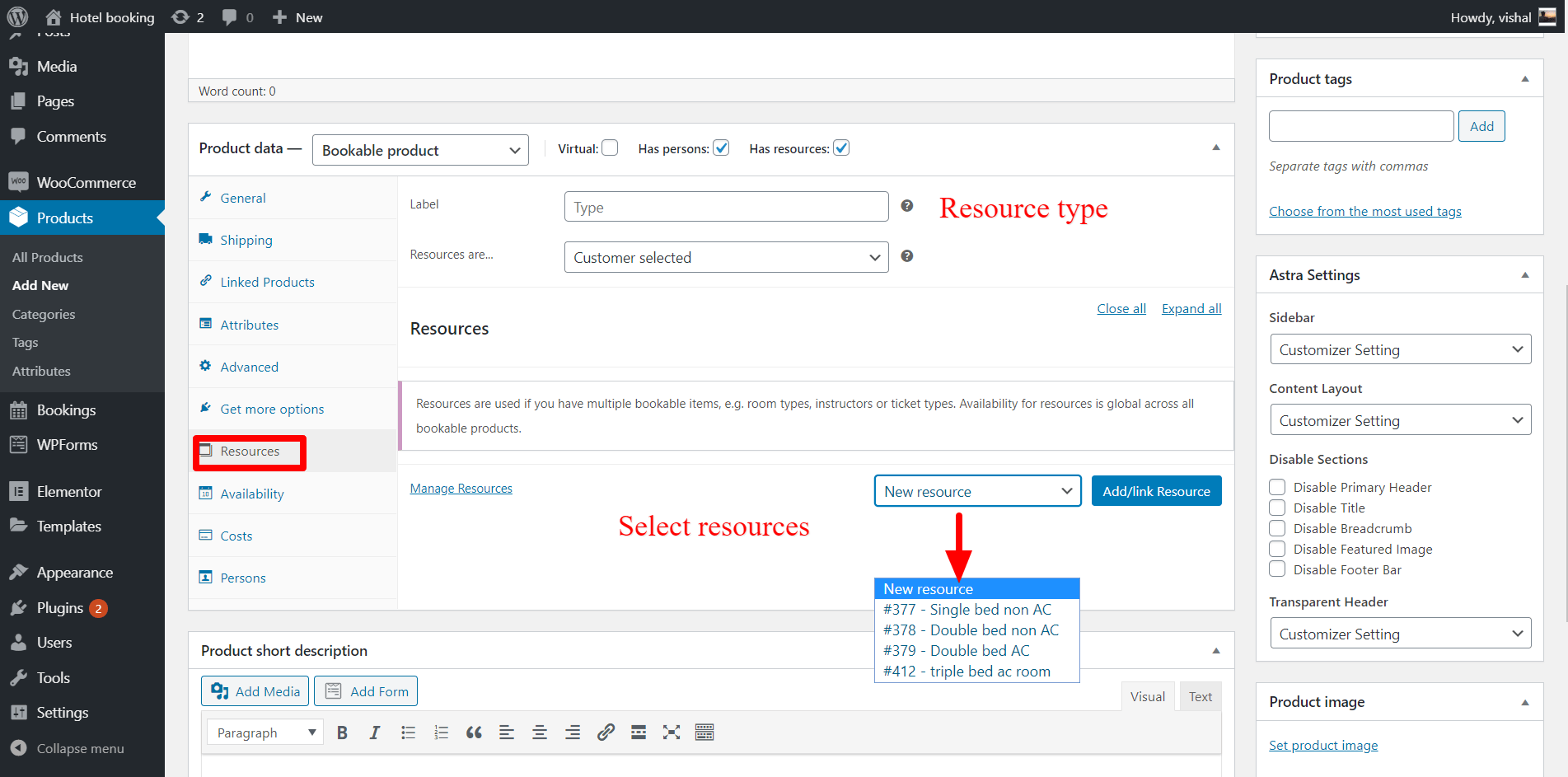 Add resources to WooCommerce bookable product