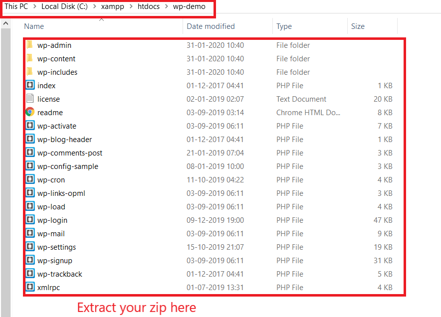 Exact your zip in your project folder