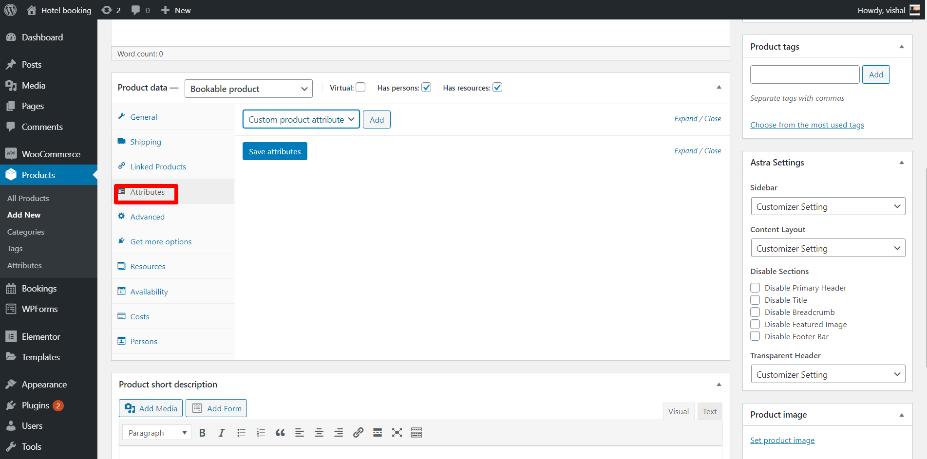 WooCommerce Bookable product setup atrributes