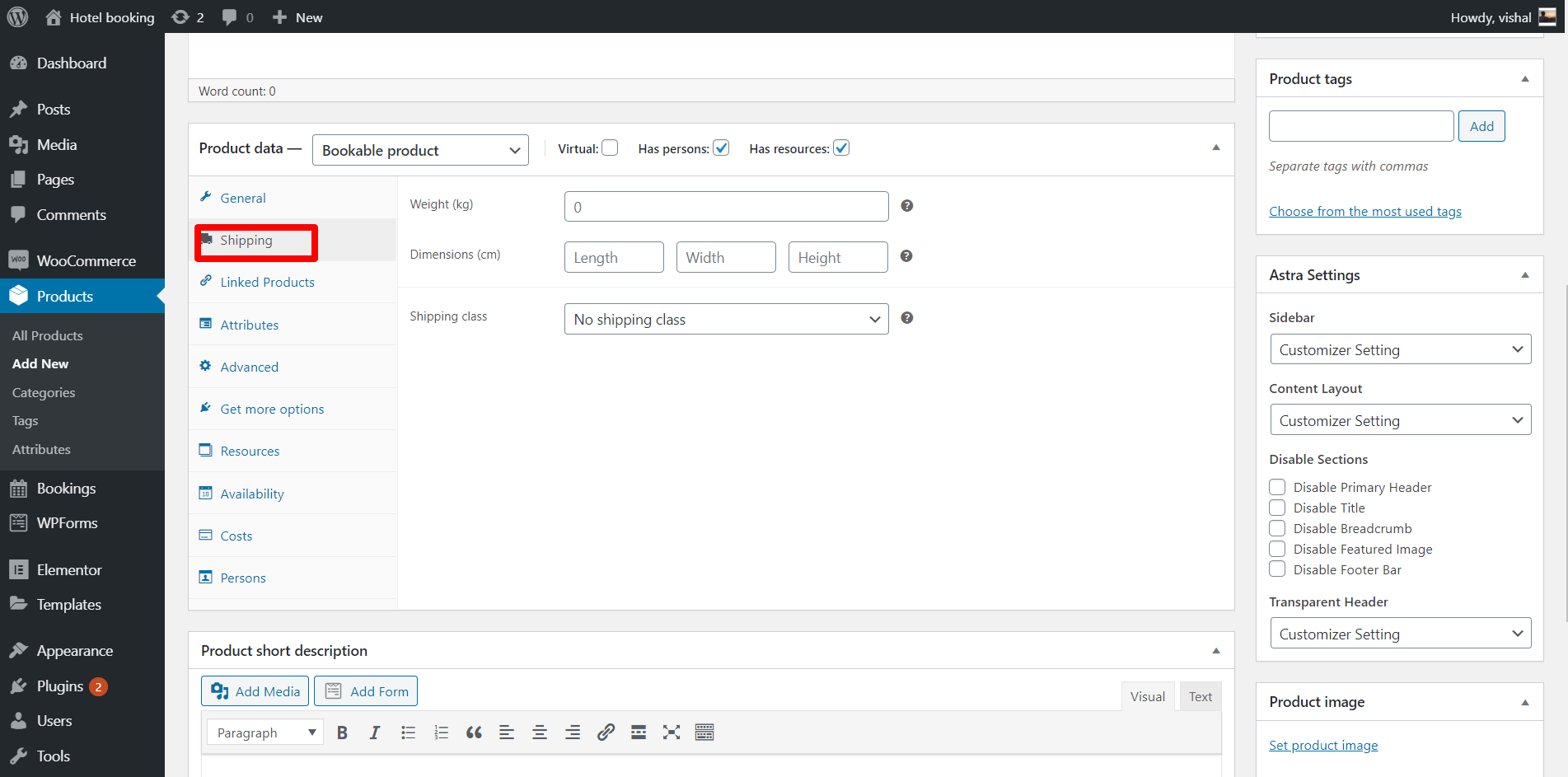 WooCommerce bookable product shipping setup