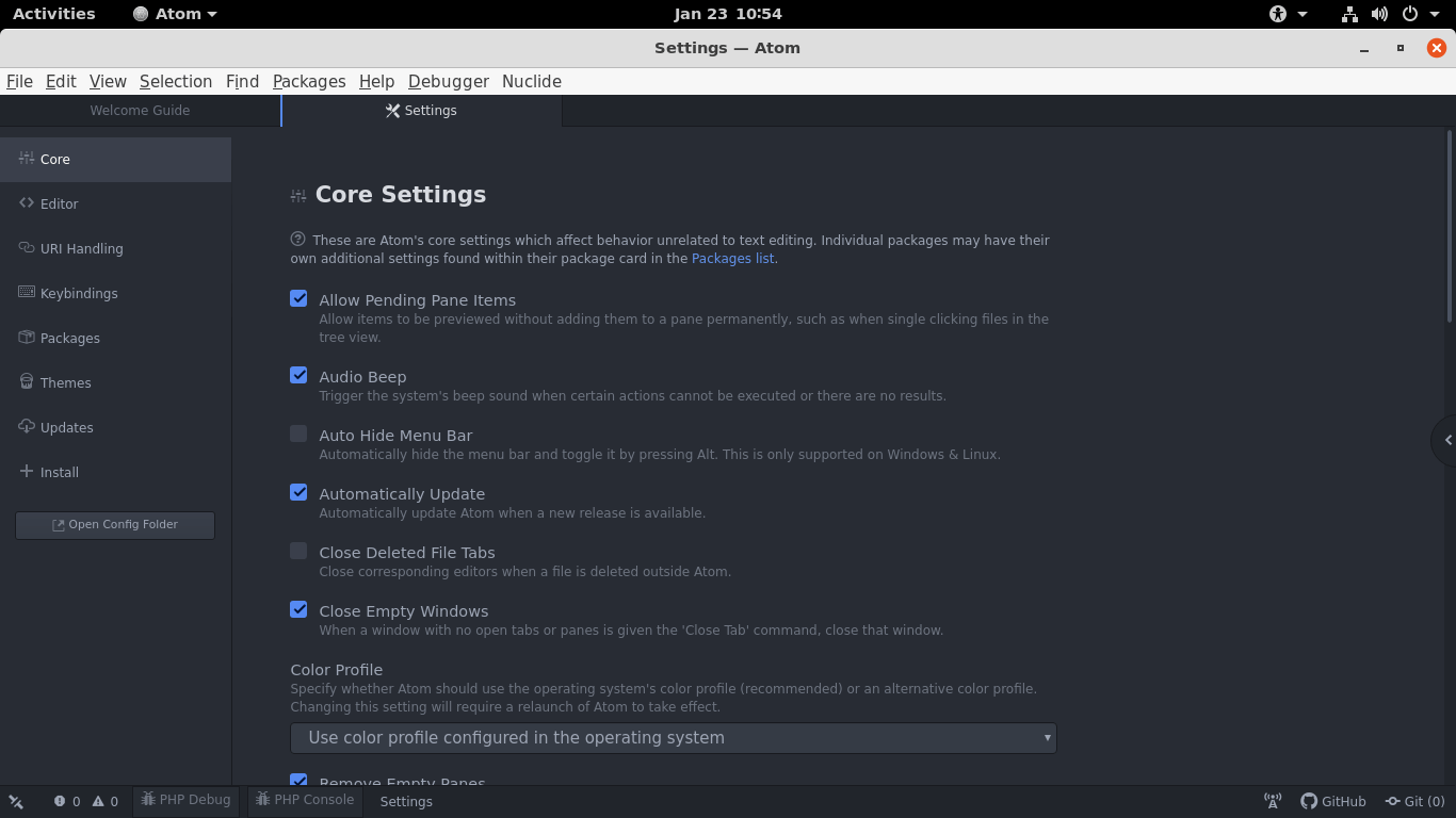 Atom settings