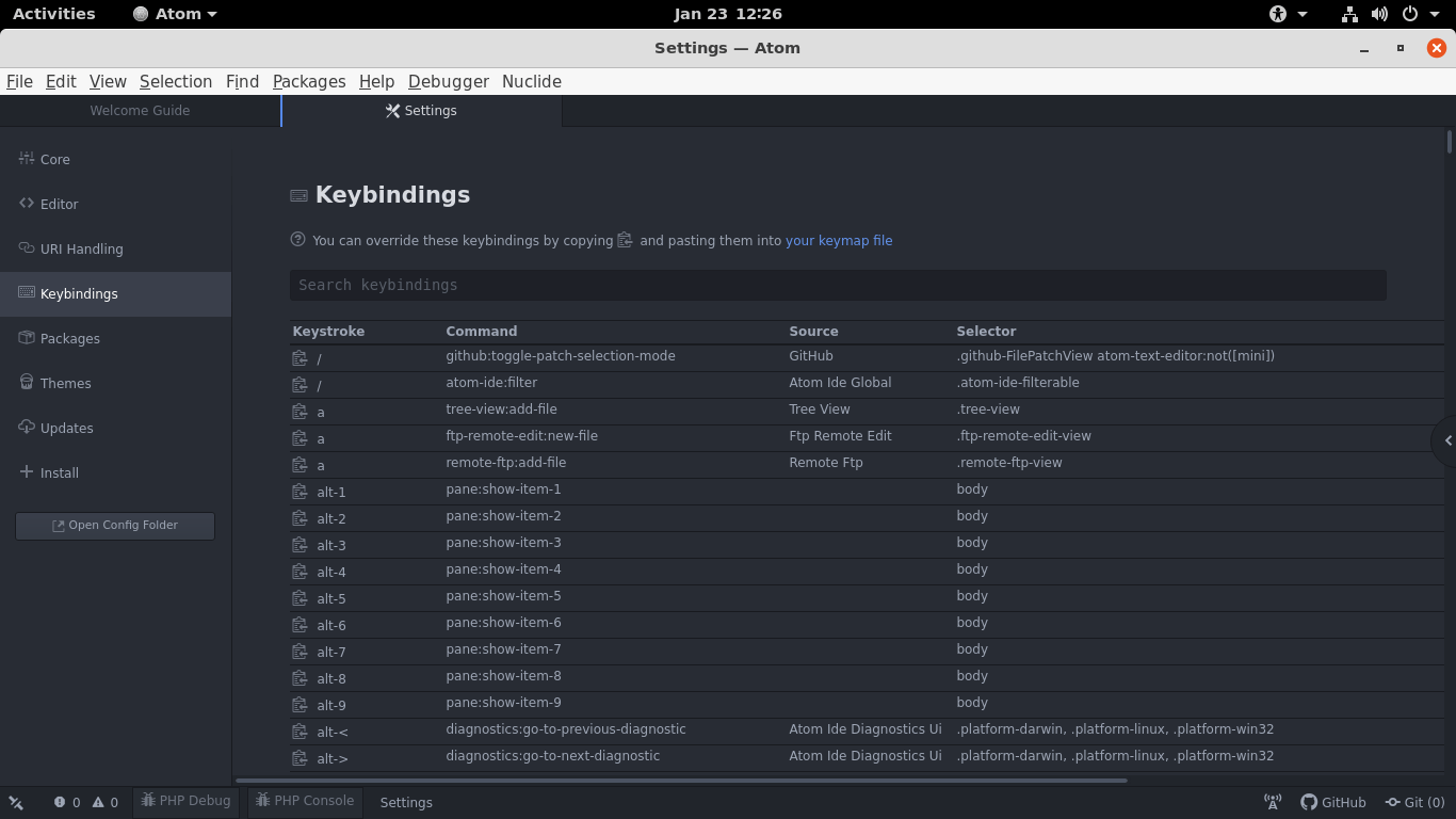 Short keys on Atom